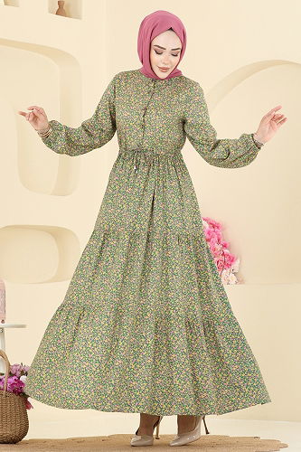 moda selvim Dress 7136ERK1158 Green - Thumbnail