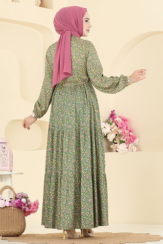 moda selvim Dress 7136ERK1158 Green - Thumbnail