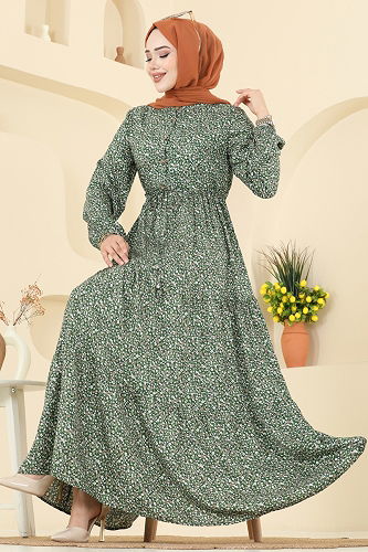 moda selvim Dress 7136ERK1158 Khaki - Thumbnail