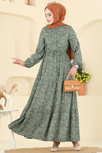 moda selvim Dress 7136ERK1158 Khaki - Thumbnail