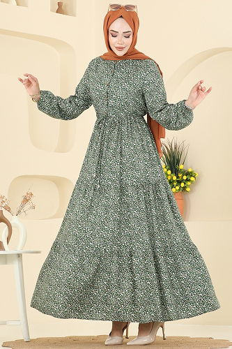 moda selvim Dress 7136ERK1158 Khaki - Thumbnail