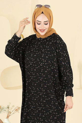 moda selvim Dress 7137ERK1158 Pattern 1 Black - Thumbnail