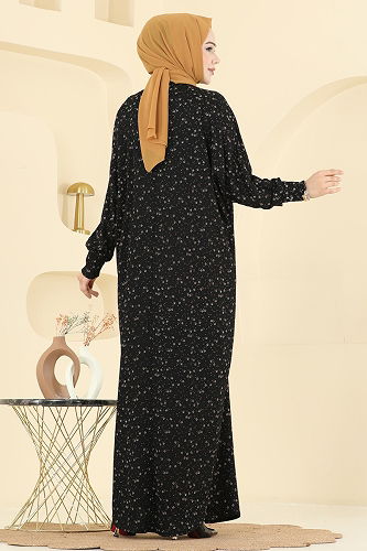 moda selvim الفستان النمط 1 أسود 7137ERK1158 - Thumbnail