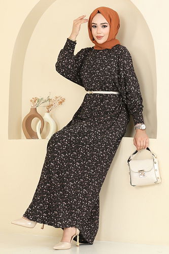 moda selvim Dress 7137ERK1158 Pattern 1 Brown - Thumbnail