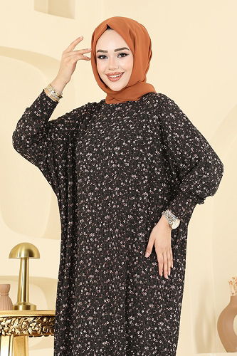 moda selvim Dress 7137ERK1158 Pattern 1 Brown - Thumbnail