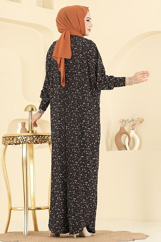 moda selvim Dress 7137ERK1158 Pattern 1 Brown - Thumbnail