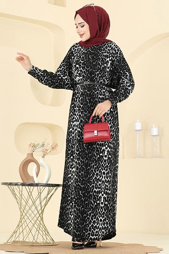 moda selvim Dress 7137ERK1158 Pattern 2 Leopard&Black - Thumbnail