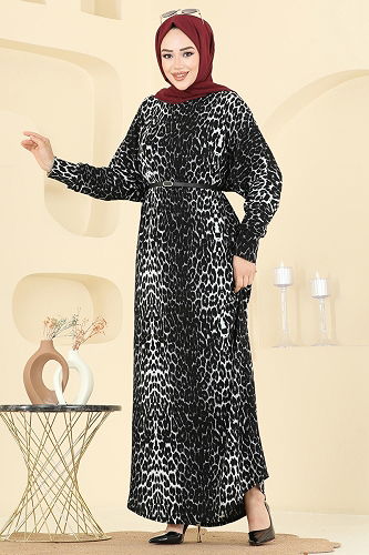 moda selvim Dress 7137ERK1158 Pattern 2 Leopard&Black - Thumbnail