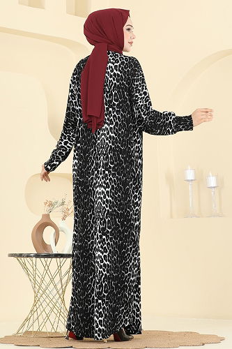 moda selvim Dress 7137ERK1158 Pattern 2 Leopard&Black - Thumbnail