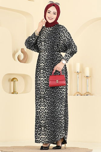 moda selvim Dress 7137ERK1158 Pattern 2 Leopard&Black - Thumbnail