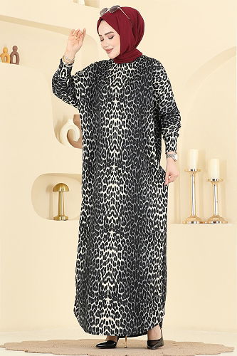 moda selvim Dress 7137ERK1158 Pattern 2 Leopard&Black - Thumbnail