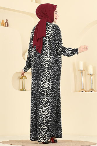 moda selvim Dress 7137ERK1158 Pattern 2 Leopard&Black - Thumbnail