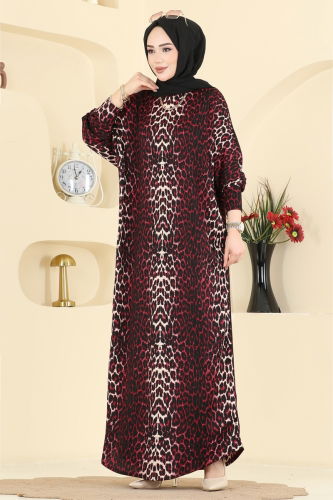 E.R.K. - Dress 7137ERK1158 Pattern2 Burgundy