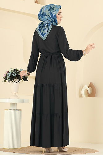 moda selvim الفستان أسود 7138BG354 - Thumbnail