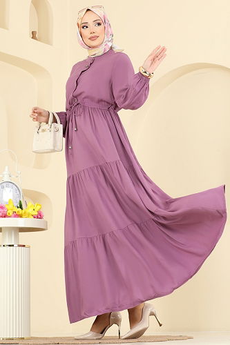 moda selvim Dress 7138BG354 Lilac - Thumbnail