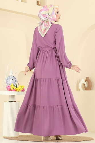 moda selvim Dress 7138BG354 Lilac - Thumbnail