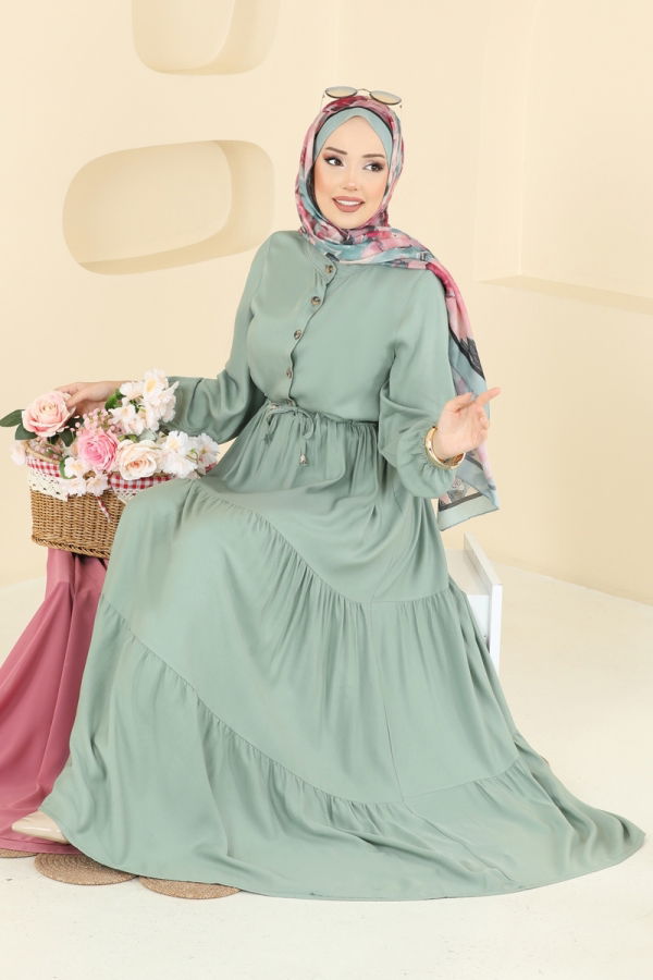 Modaselvim الفساتين الفستان أخضر باهت 7138BG354