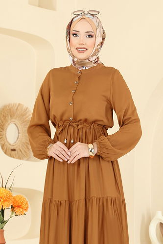 moda selvim Dress 7138BG354 Mustard - Thumbnail