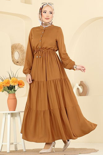 moda selvim Dress 7138BG354 Mustard - Thumbnail
