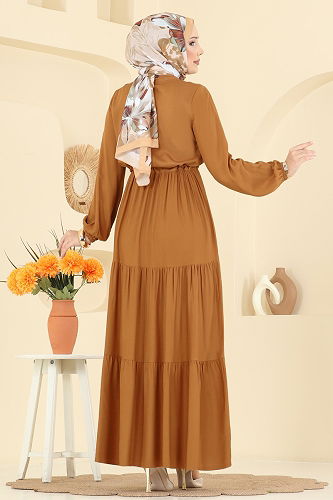 moda selvim Dress 7138BG354 Mustard - Thumbnail