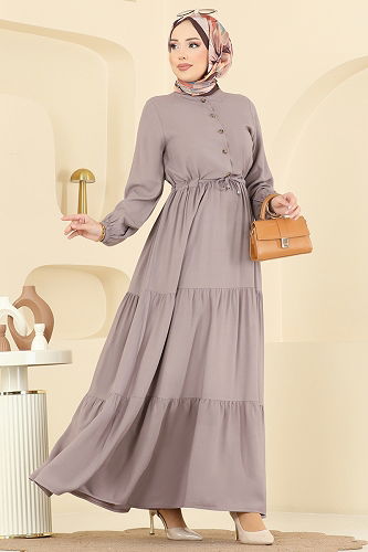 moda selvim الفستان بيج 7138BG354 - Thumbnail