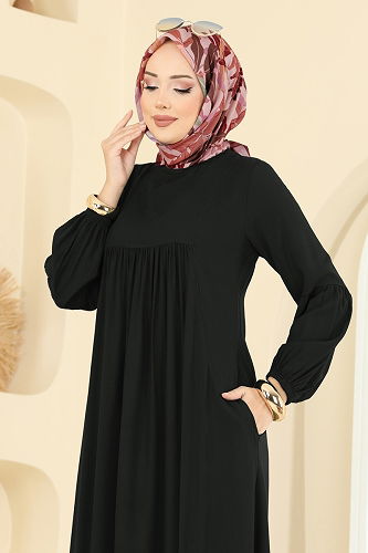 moda selvim Dress 7139BG354 Black - Thumbnail