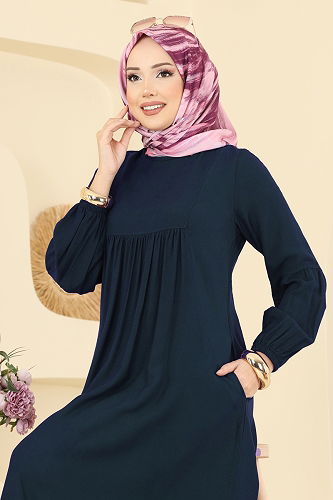moda selvim الفستان كحلي 7139BG354 - Thumbnail