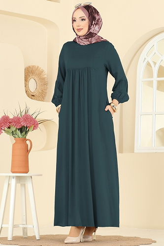 moda selvim الفستان بترولي 7139BG354 - Thumbnail