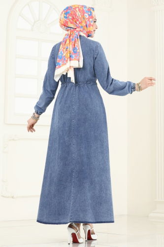 moda selvim Dress 713MSM187 Light Denim - Thumbnail