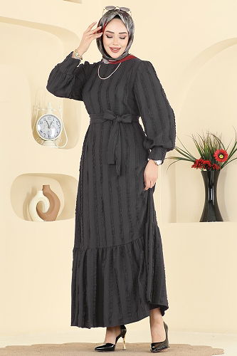 moda selvim Dress 7150BG354 Black - Thumbnail