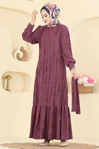 moda selvim Dress 7150BG354 Damson - Thumbnail