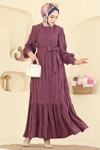 moda selvim Dress 7150BG354 Damson - Thumbnail