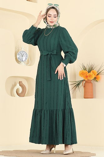 moda selvim Dress 7150BG354 Emerald - Thumbnail
