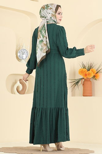 moda selvim Dress 7150BG354 Emerald - Thumbnail