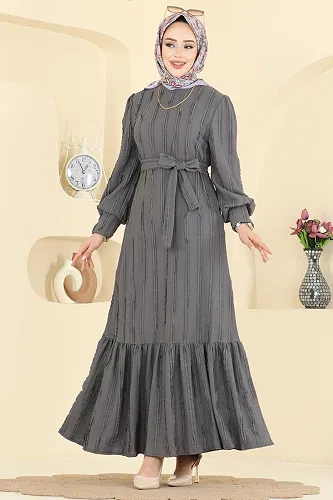 moda selvim Dress 7150BG354 Gray - Thumbnail