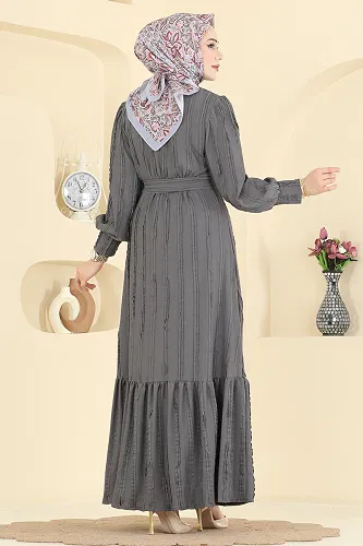 moda selvim Dress 7150BG354 Gray - Thumbnail