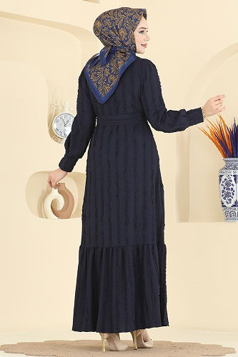 moda selvim Dress 7150BG354 Navy Blue - Thumbnail