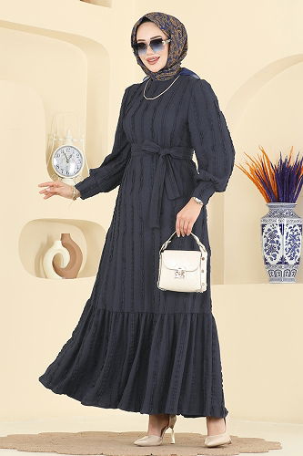 moda selvim Dress 7150BG354 Navy Blue - Thumbnail