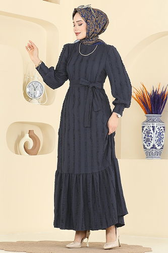 moda selvim الفستان كحلي 7150BG354 - Thumbnail