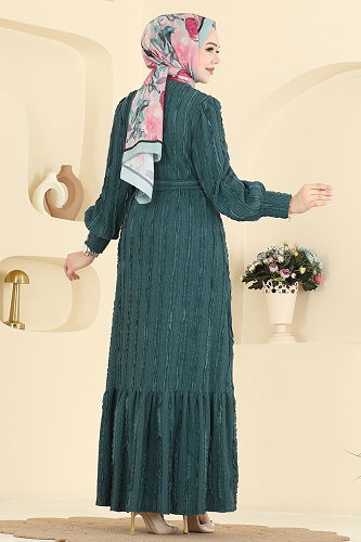 moda selvim Dress 7150BG354 Petroleum - Thumbnail