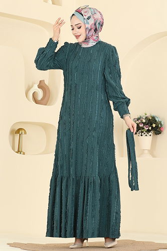 moda selvim Dress 7150BG354 Petroleum - Thumbnail