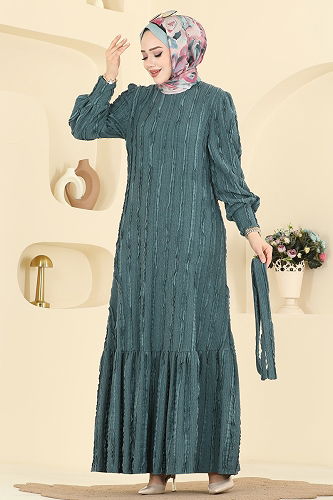 moda selvim الفستان بترولي 7150BG354 - Thumbnail