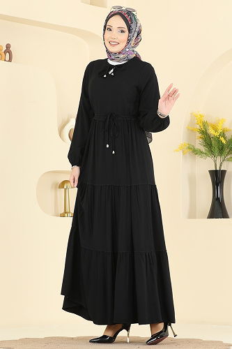 moda selvim Dress 7151BG354 Black - Thumbnail
