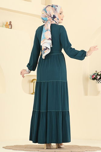 moda selvim الفستان بترولي 7151BG354 - Thumbnail