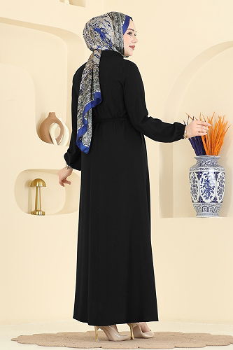moda selvim Dress 7152BG354 Black - Thumbnail