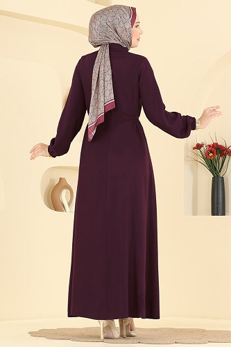 moda selvim الفستان خمري 7152BG354 - Thumbnail