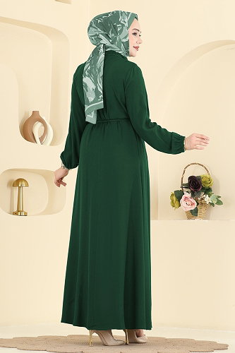 moda selvim Dress 7152BG354 Emerald - Thumbnail