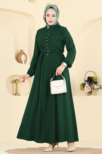 moda selvim الفستان زيتي 7152BG354 - Thumbnail