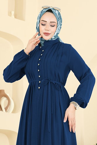 moda selvim الفستان ازرق 7152BG354 - Thumbnail