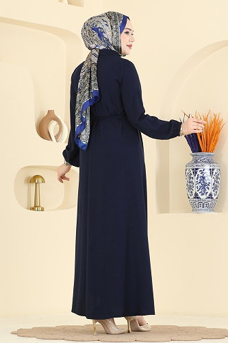 moda selvim Dress 7152BG354 Navy Blue - Thumbnail